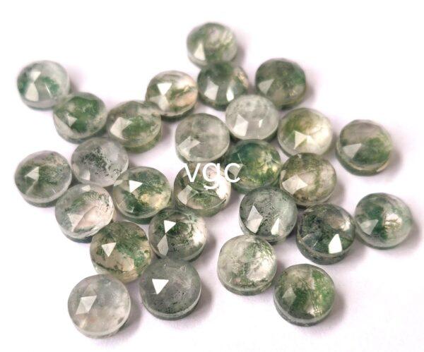 Natural Moss Agate 7 mm Round Doublet Rose Cut – AAA Quality Moss Agate Round 7mm