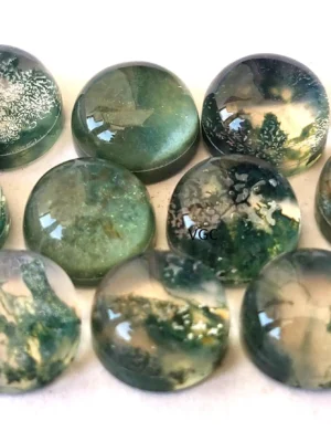 Natural Moss Agate 4 mm Round Doublet Cabochon – AAA Quality Moss Agate Round 4mm
