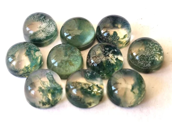Natural Moss Agate 5 mm Round Doublet Cabochon – AAA Quality Moss Agate Round 5mm