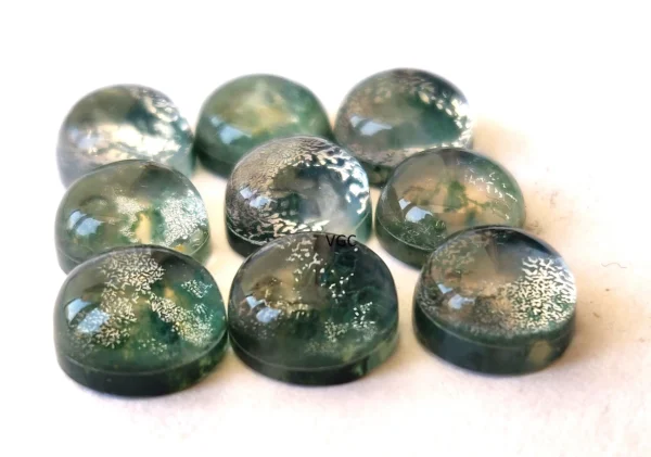 Natural Moss Agate 5 mm Round Doublet Cabochon – AAA Quality Moss Agate Round 5mm