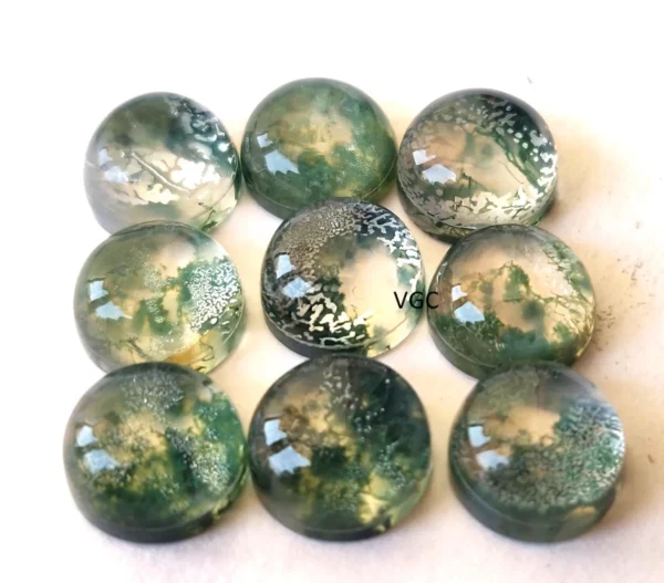 Natural Moss Agate 5 mm Round Doublet Cabochon – AAA Quality Moss Agate Round 5mm