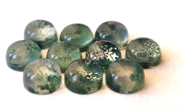 Natural Moss Agate 5 mm Round Doublet Cabochon – AAA Quality Moss Agate Round 5mm