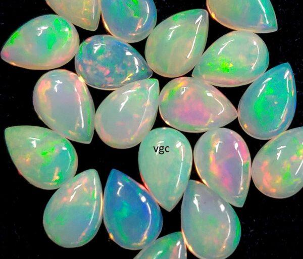 Natural Super Top Multifire Ethiopian Opal 8×12 mm Pear Cabochon – AAA Quality Ethiopian Opal Pear 8x12mm