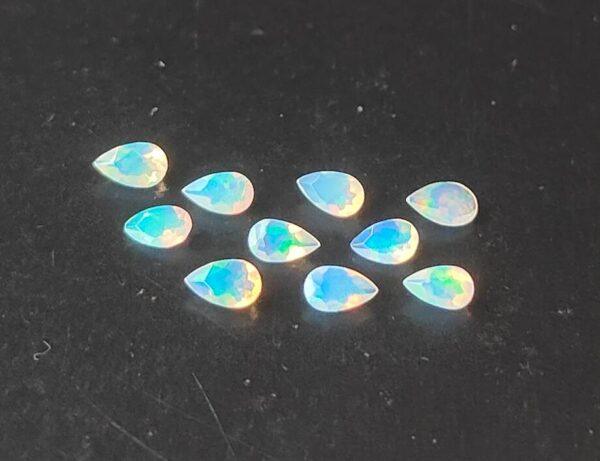 Natural Super Top Multifire Ethiopian Opal 3×5 mm Pear Cut Faceted – AAA Quality Ethiopian Opal Pear 3x5mm