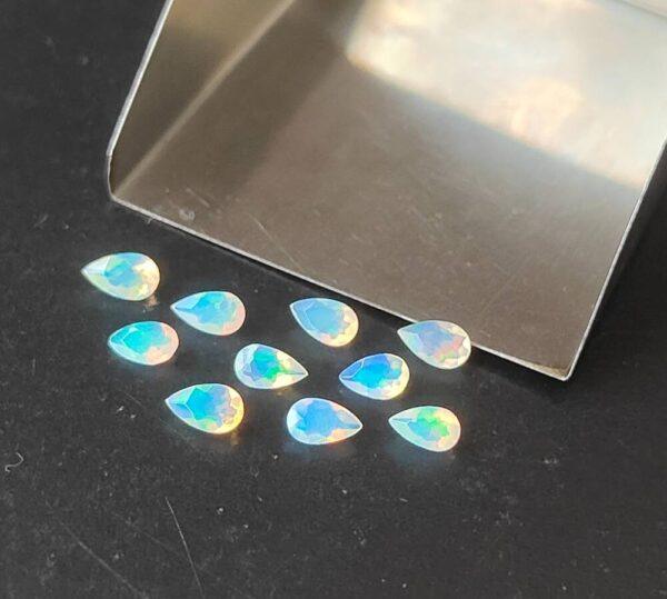 Natural Super Top Multifire Ethiopian Opal 3×5 mm Pear Cut Faceted – AAA Quality Ethiopian Opal Pear 3x5mm