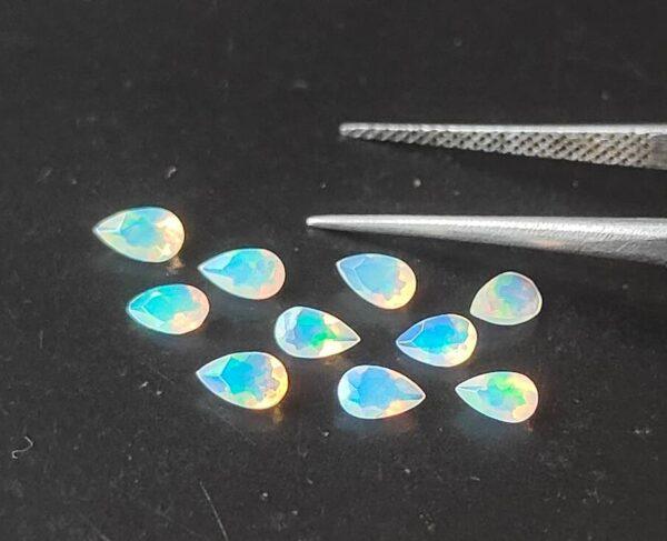 Natural Super Top Multifire Ethiopian Opal 3×5 mm Pear Cut Faceted – AAA Quality Ethiopian Opal Pear 3x5mm