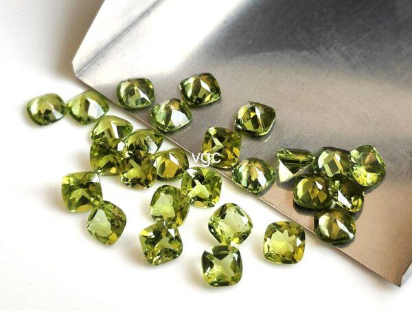 Natural Peridot 4 mm Cushion Cut Faceted – AAA Quality Peridot Cushion 4mm