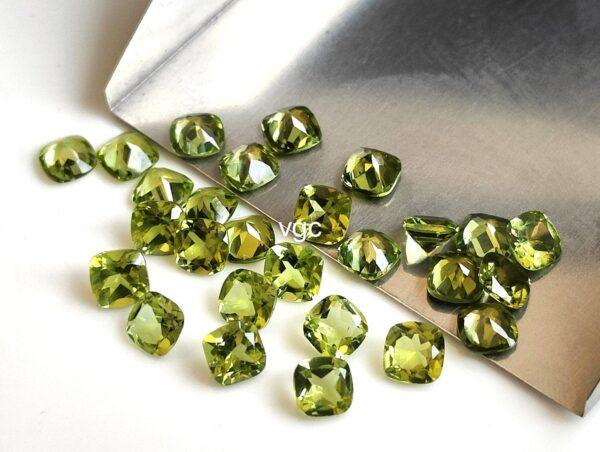 Natural Peridot 4 mm Cushion Cut Faceted – AAA Quality Peridot Cushion 4mm