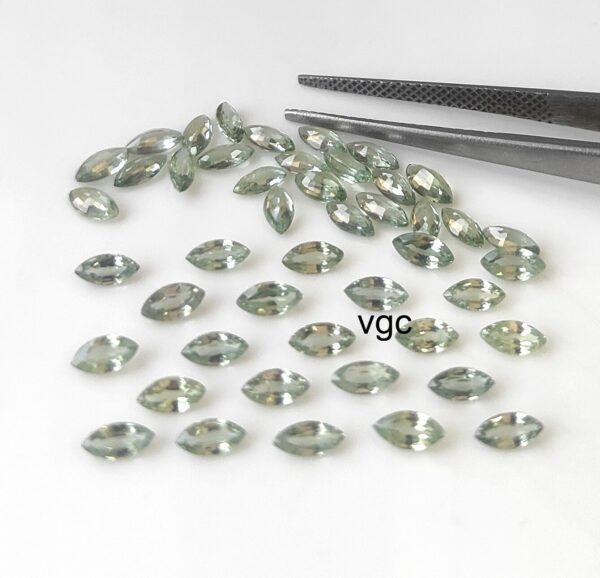 Natural Heated Green Sapphire 2.5×5 mm Marquise Faceted Cut – AAA Quality Green Sapphire Marquise Cut 2.5x5mm
