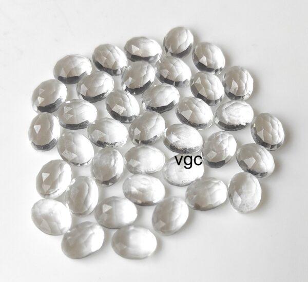 Natural Crystal Quartz 6×8 mm Oval Rose Cut – AAA Quality Crystal Quartz Oval 6x8mm