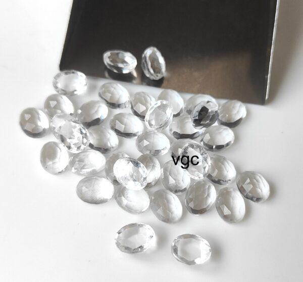 Natural Crystal Quartz 6×8 mm Oval Rose Cut – AAA Quality Crystal Quartz Oval 6x8mm
