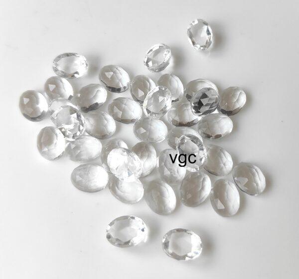 Natural Crystal Quartz 6×8 mm Oval Rose Cut – AAA Quality Crystal Quartz Oval 6x8mm