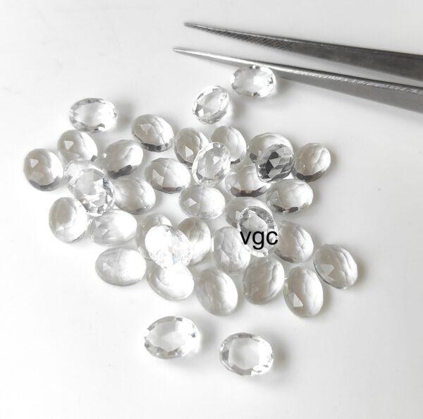 Natural Crystal Quartz 6×8 mm Oval Rose Cut – AAA Quality Crystal Quartz Oval 6x8mm