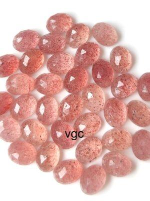 Natural Strawberry Quartz 6×8 mm Oval Rose Cut – AAA Quality Strawberry Quartz Oval 6x8mm