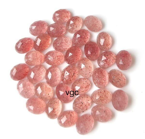 Natural Strawberry Quartz 6×8 mm Oval Rose Cut – AAA Quality Strawberry Quartz Oval 6x8mm