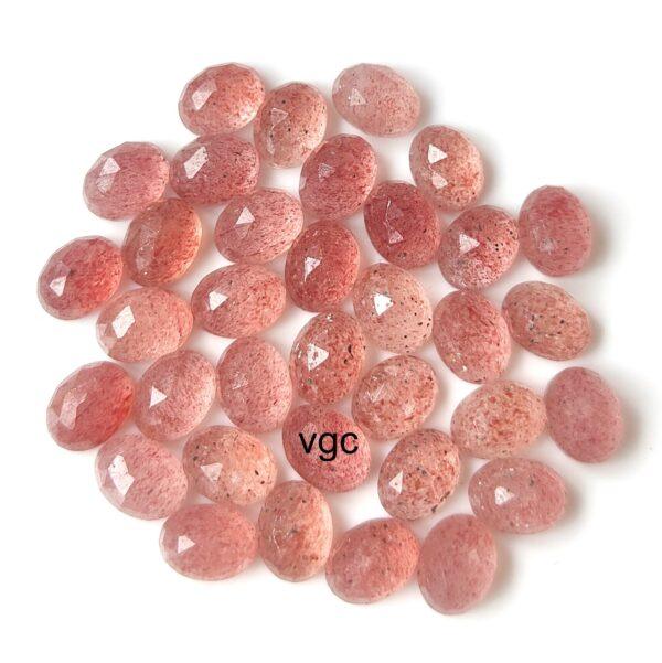 Natural Strawberry Quartz 6×8 mm Oval Rose Cut – AAA Quality Strawberry Quartz Oval 6x8mm