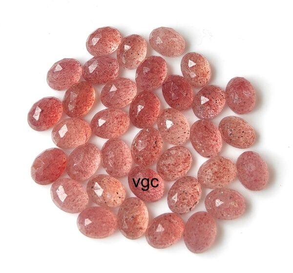 Natural Strawberry Quartz 6×8 mm Oval Rose Cut – AAA Quality Strawberry Quartz Oval 6x8mm