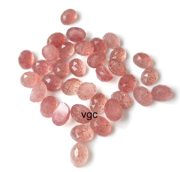 Natural Strawberry Quartz 6×8 mm Oval Rose Cut – AAA Quality Strawberry Quartz Oval 6x8mm