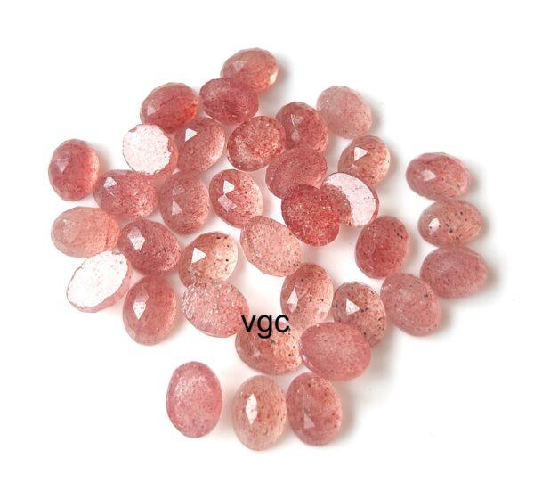 Natural Strawberry Quartz 6×8 mm Oval Rose Cut – AAA Quality Strawberry Quartz Oval 6x8mm