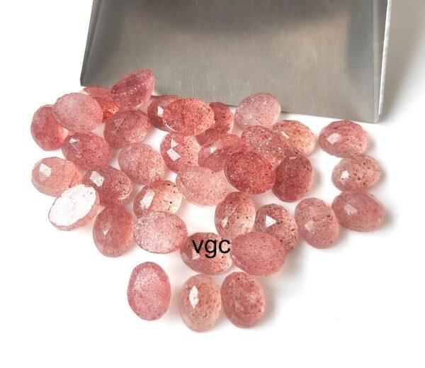 Natural Strawberry Quartz 6×8 mm Oval Rose Cut – AAA Quality Strawberry Quartz Oval 6x8mm