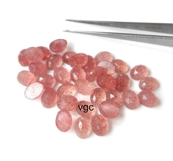 Natural Strawberry Quartz 6×8 mm Oval Rose Cut – AAA Quality Strawberry Quartz Oval 6x8mm