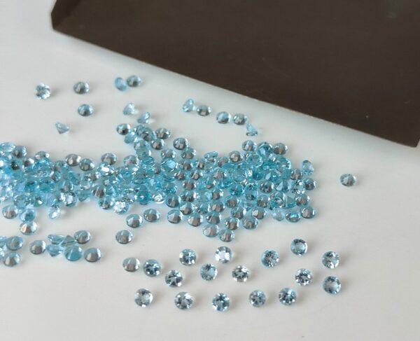 Natural Swiss Blue Topaz 1.5 mm Round Faceted Cut – AAA Quality Swiss Blue Topaz Round Faceted Cut 1.5mm