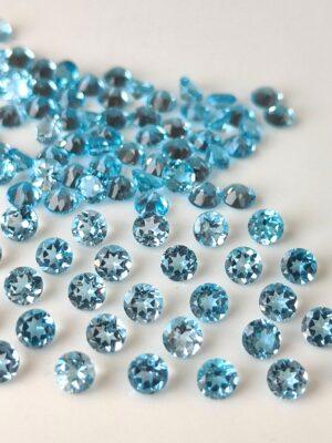 Natural Swiss Blue Topaz 10 mm Round Faceted Cut – AAA Quality Swiss Blue Topaz Round Faceted Cut 10mm