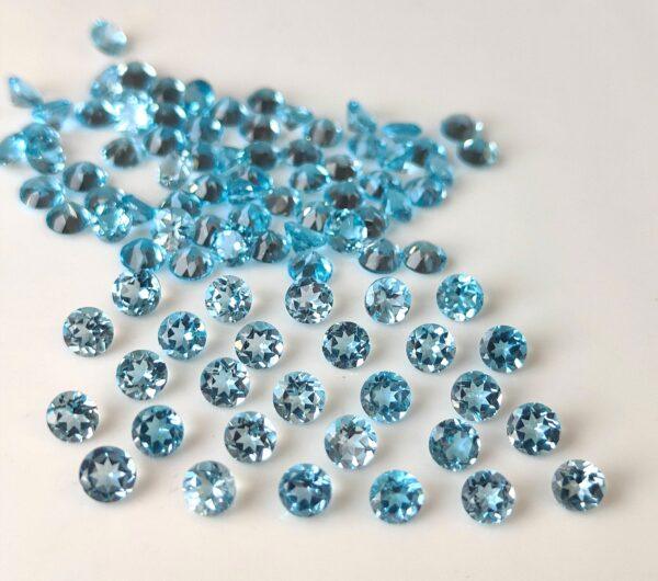 Natural Swiss Blue Topaz 10 mm Round Faceted Cut – AAA Quality Swiss Blue Topaz Round Faceted Cut 10mm