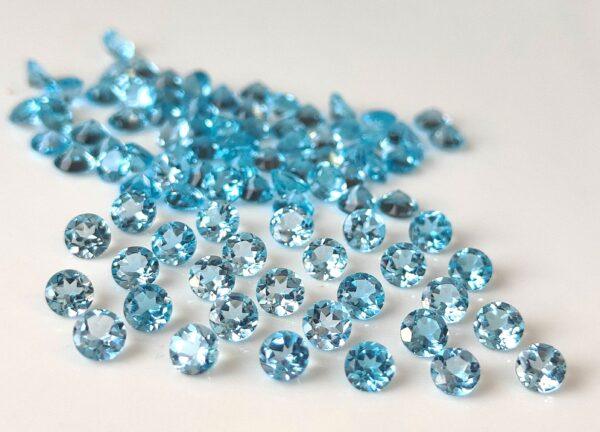 Natural Swiss Blue Topaz 10 mm Round Faceted Cut – AAA Quality Swiss Blue Topaz Round Faceted Cut 10mm