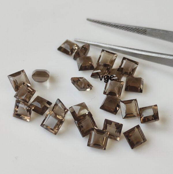 Natural Smoky Quartz 10 mm Square Cut Faceted – AAA Quality Smoky Quartz Square 10mm
