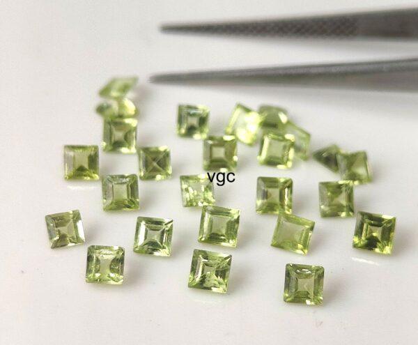 Natural Peridot 3 mm Square Cut Faceted – AAA Quality Peridot Square 3mm