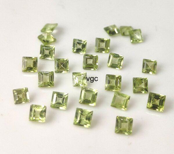 Natural Peridot 3 mm Square Cut Faceted – AAA Quality Peridot Square 3mm