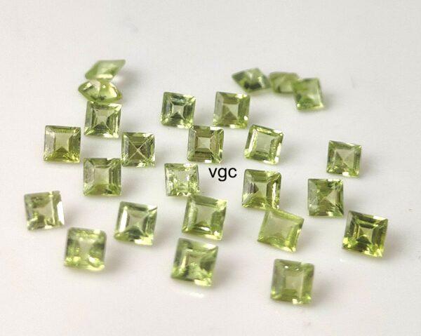Natural Peridot 3 mm Square Cut Faceted – AAA Quality Peridot Square 3mm
