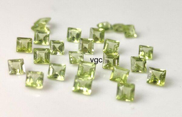 Natural Peridot 3 mm Square Cut Faceted – AAA Quality Peridot Square 3mm