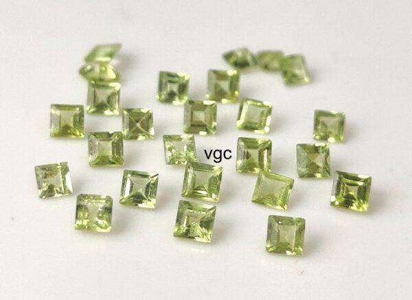 Natural Peridot 3 mm Square Cut Faceted – AAA Quality Peridot Square 3mm