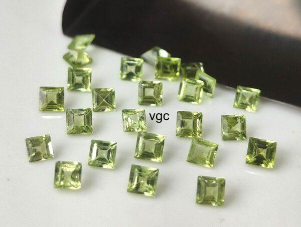Natural Peridot 3 mm Square Cut Faceted – AAA Quality Peridot Square 3mm