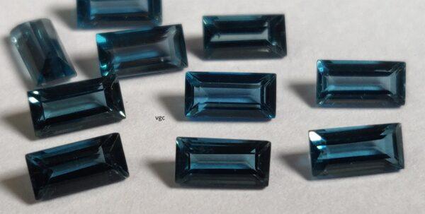 Natural London Blue Topaz 2×4 mm Baguette Faceted Cut – AAA Quality London Blue Topaz Baguette Faceted Cut 2x4mm
