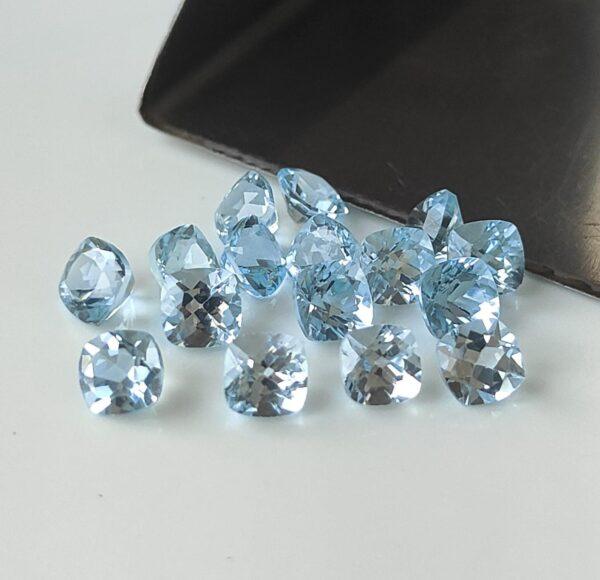 Natural Sky Blue Topaz 10 mm Cushion Faceted Cut – AAA Quality Sky Blue Topaz Cushion Faceted Cut 10mm