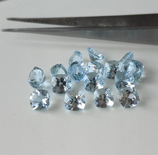 Natural Sky Blue Topaz 10 mm Cushion Faceted Cut – AAA Quality Sky Blue Topaz Cushion Faceted Cut 10mm
