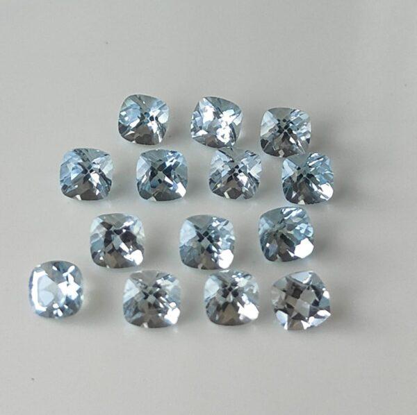 Natural Sky Blue Topaz 10 mm Cushion Faceted Cut – AAA Quality Sky Blue Topaz Cushion Faceted Cut 10mm