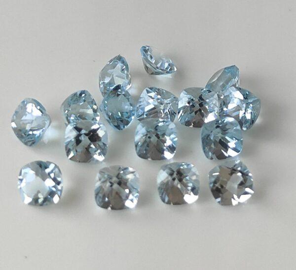 Natural Sky Blue Topaz 10 mm Cushion Faceted Cut – AAA Quality Sky Blue Topaz Cushion Faceted Cut 10mm