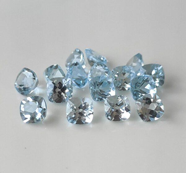 Natural Sky Blue Topaz 10 mm Cushion Faceted Cut – AAA Quality Sky Blue Topaz Cushion Faceted Cut 10mm