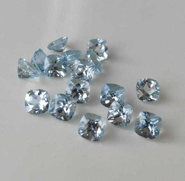 Natural Sky Blue Topaz 10 mm Cushion Faceted Cut – AAA Quality Sky Blue Topaz Cushion Faceted Cut 10mm