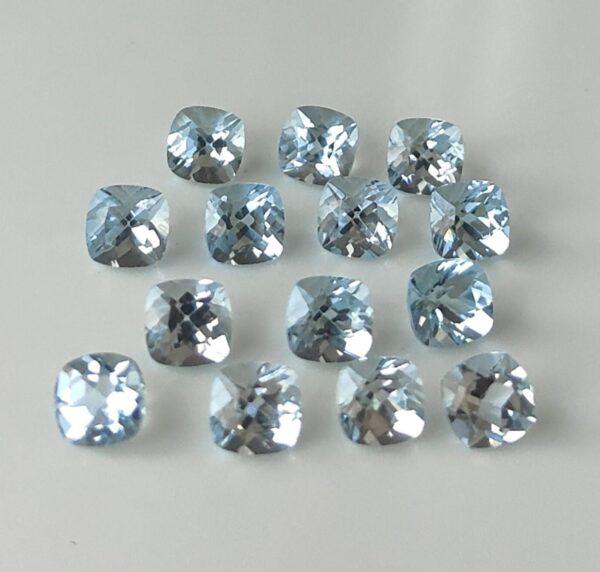 Natural Sky Blue Topaz 10 mm Cushion Faceted Cut – AAA Quality Sky Blue Topaz Cushion Faceted Cut 10mm