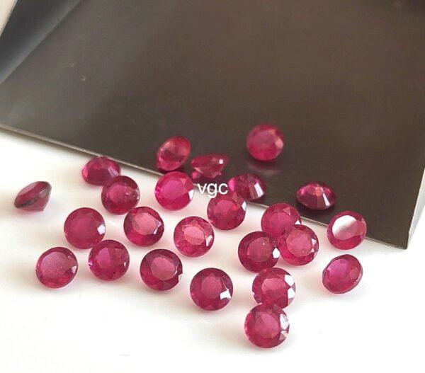 Natural Glass Filled Ruby 4 mm Round Faceted Cut – AAA Quality Ruby Round Cut 4mm
