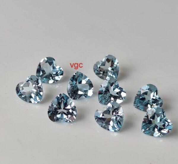 Natural Sky Blue Topaz 10 mm Heart Faceted Cut – AAA Quality Sky Blue Topaz Heart Faceted Cut 10mm
