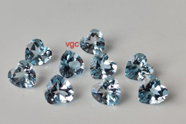 Natural Sky Blue Topaz 10 mm Heart Faceted Cut – AAA Quality Sky Blue Topaz Heart Faceted Cut 10mm