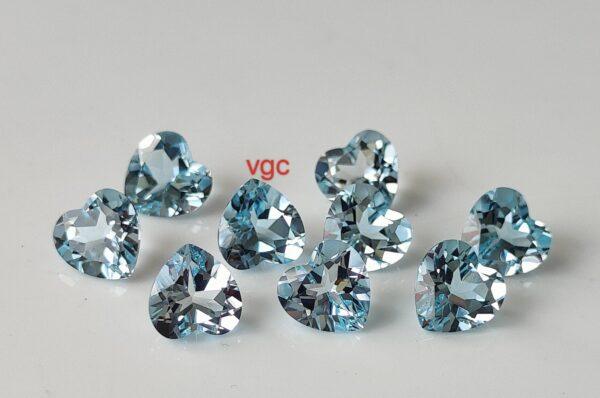 Natural Sky Blue Topaz 10 mm Heart Faceted Cut – AAA Quality Sky Blue Topaz Heart Faceted Cut 10mm
