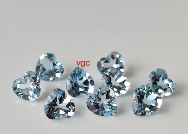 Natural Sky Blue Topaz 10 mm Heart Faceted Cut – AAA Quality Sky Blue Topaz Heart Faceted Cut 10mm