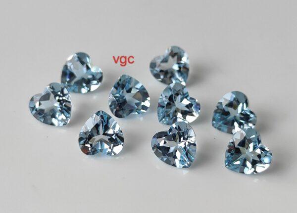 Natural Sky Blue Topaz 10 mm Heart Faceted Cut – AAA Quality Sky Blue Topaz Heart Faceted Cut 10mm